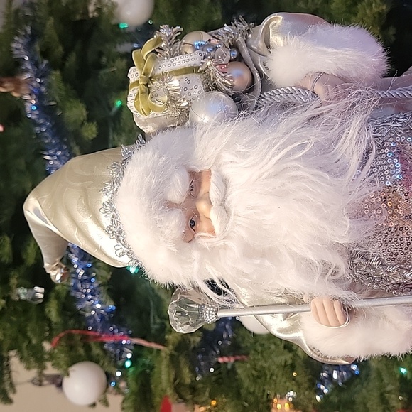 Silver Santa Claus Christmas Figure 18" - Picture 3 of 10